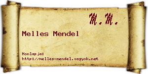Melles Mendel névjegykártya